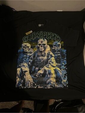 GODSPEED Black Graphic Skull Print Short Sleeve Tee